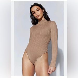 Meshki: Ruthie Knit Long Sleeve Bodysuit - Mocha
